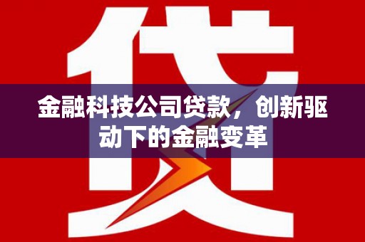 郴州金融科技公司贷款，创新驱动下的金融变革