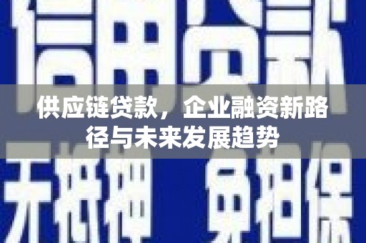 郴州供应链贷款，企业融资新路径与未来发展趋势