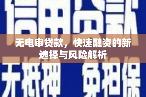 郴州无电审贷款，快速融资的新选择与风险解析