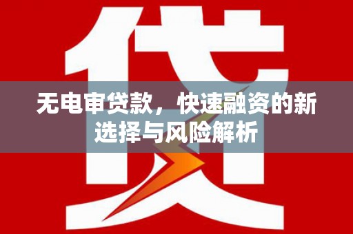 郴州无电审贷款，快速融资的新选择与风险解析