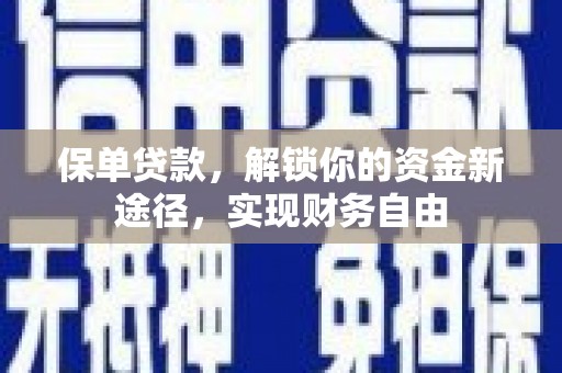 郴州保单贷款，解锁你的资金新途径，实现财务自由