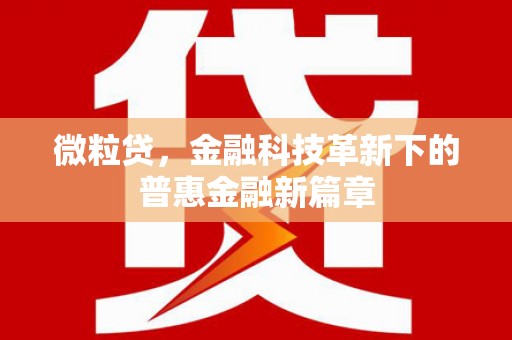 郴州微粒贷，金融科技革新下的普惠金融新篇章