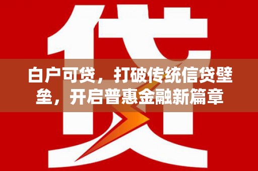 郴州白户可贷，打破传统信贷壁垒，开启普惠金融新篇章