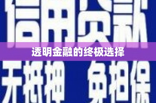 郴州透明金融的终极选择