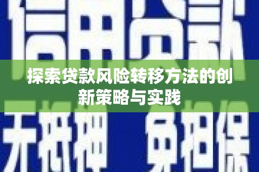郴州探索贷款风险转移方法的创新策略与实践
